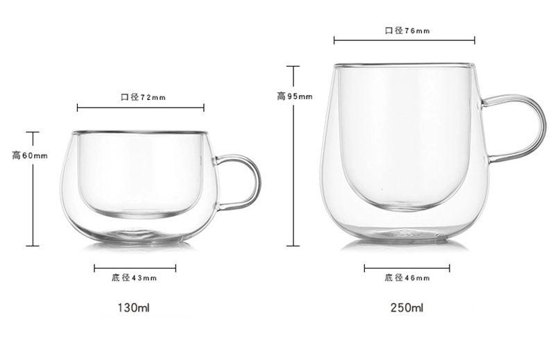 200ml/6.7oz Double Wall Glass Coffee Mugs Heat Resistant Clear Borosilicate Espresso Tea Cups Perfect for Latte Americano Cappuccino Espresso Tea Bag Insulation