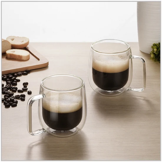 Tazze da caffè in vetro a doppia parete Tazze da tè per espresso in borosilicato trasparente resistente al calore da 200 ml Perfette per l'isolamento della bustina di tè per caffè espresso Latte Americano Cappuccino